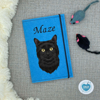 Impfpasshülle Katze Designbeispiel blau für die Bombay Katze